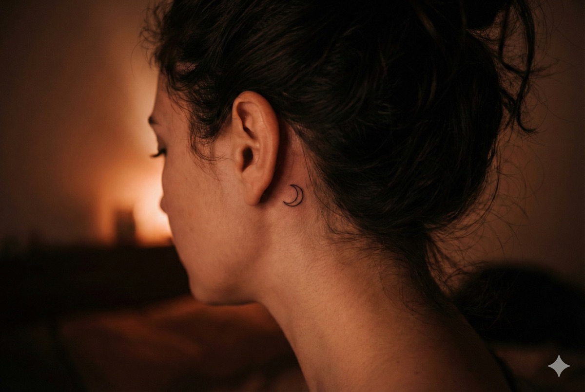 Minimalist tattoo example - tiny crescent moon design