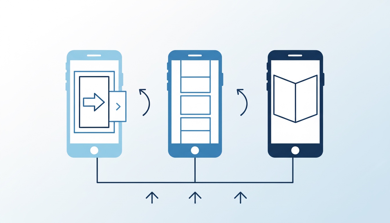 Three reading modes compared: page turn, vertical scroll, and double spread
